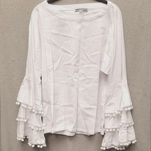 Pom Pom Sleeve Blouse